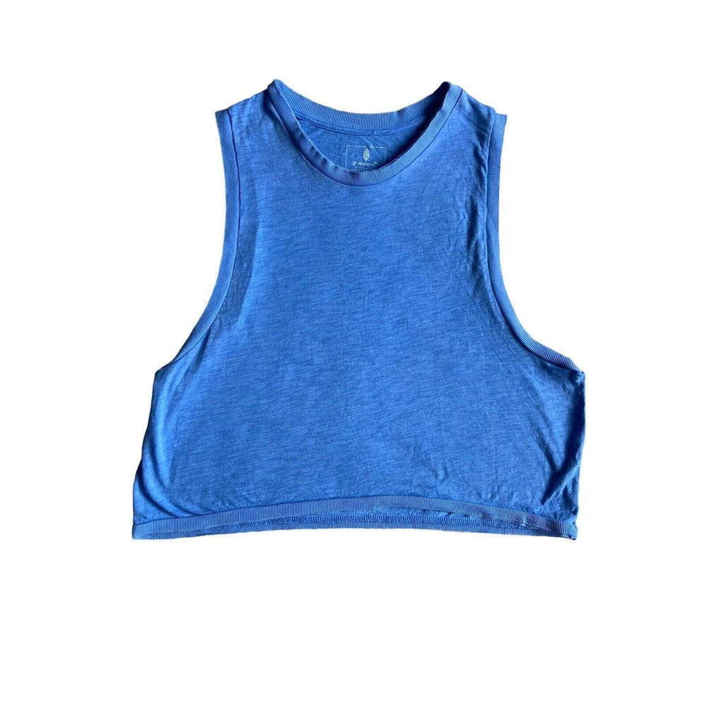 Free People Blue Cropped Tank Top
